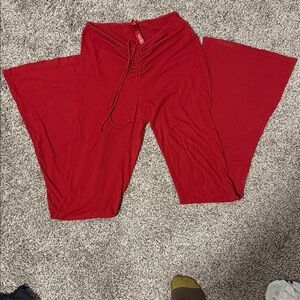 Skims Soft Lounge Ruched Front Flare Pants Red